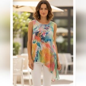 DAWN DAVIS Butterfly Whirlwind Wearable Art Sleeveless Flyaway Tunic Top NWT